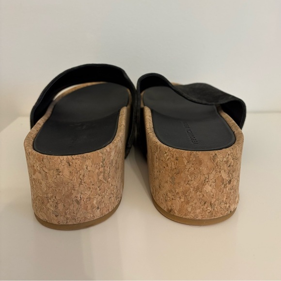 Veronica Beard Dresdyn Suede Cork Platform Slide Sandals in Black, Size 11 - Picture 7 of 11